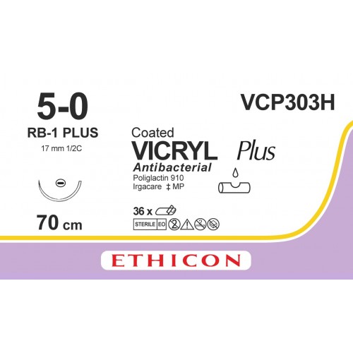COATED VICRYL® Plus Antibacterial 5/0 Violet RB-1 Plus 70cm (36pcs)