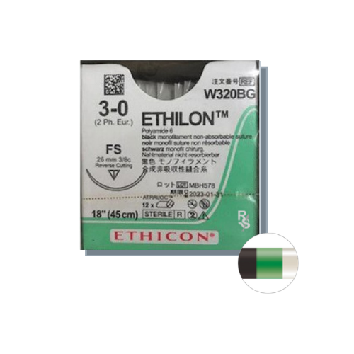 ETHILON® 3/0 Black FS 26mm 3/8 circle RC 45cm (12pcs)