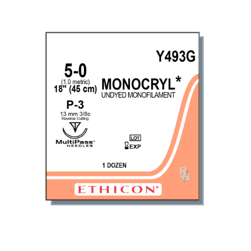 MONOCRYL® 5/0 undyed Monofilament P-3 13mm 45cm (12pcs)