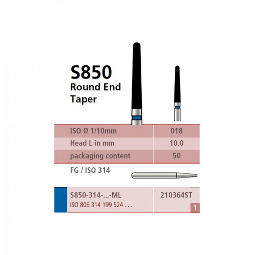 Bur Diamond FG S850/018-10ML Round End Taper                                  *DS