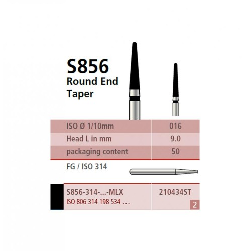 Bur Diamond FG S856/016-9MLX Round End Taper                                  *DS