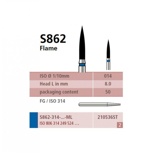 Bur Diamond FG S862/014-8ML Flame                                 *DS