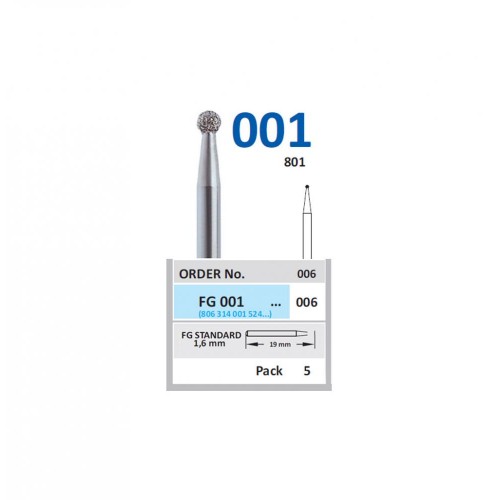 Bur Diamond FG (801) 001 006 Round (5 pcs)