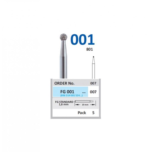Bur Diamond FG (801) 001 007 Round (5 pcs)