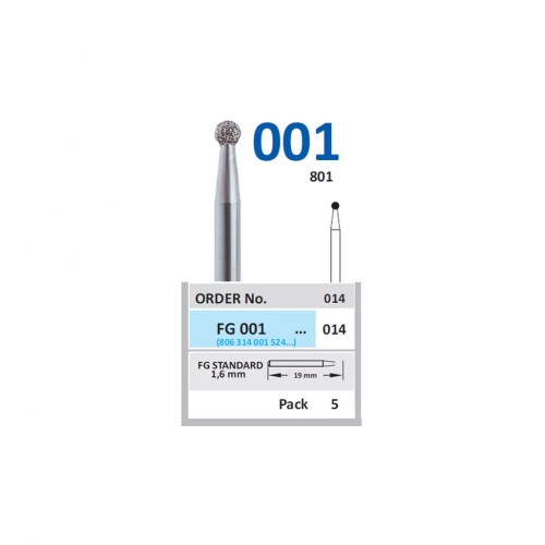 Bur Diamond FG (801) 001 014 Round (5 pcs)