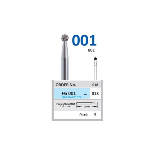 Bur Diamond FG (801) 001 018 Round (5 pcs)