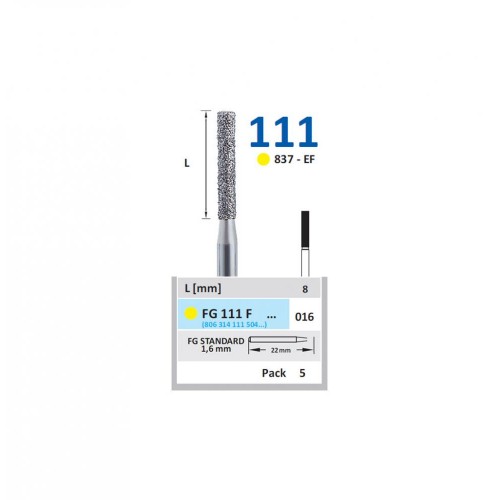 Bur Diamond FG (837) 111F016 Flat End Cylinder (5 pcs)