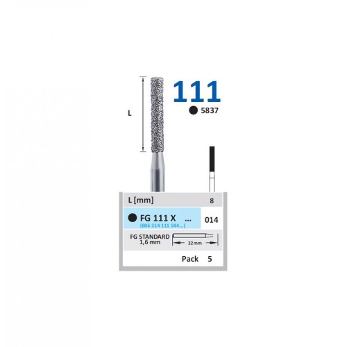 Bur Diamond FG (837) 111X014 Flat End Cylinder (5 pcs)