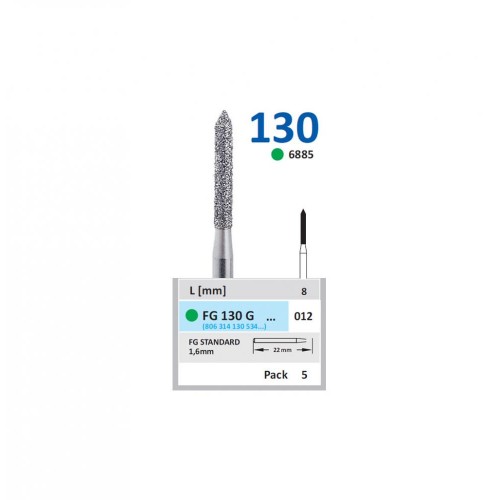 Bur Diamond FG (885) 130G012 Pointed Cylinder (5 pcs)