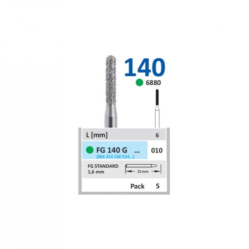 Bur Diamond FG (880) 140G010 Round End Cylinder (5 pcs)