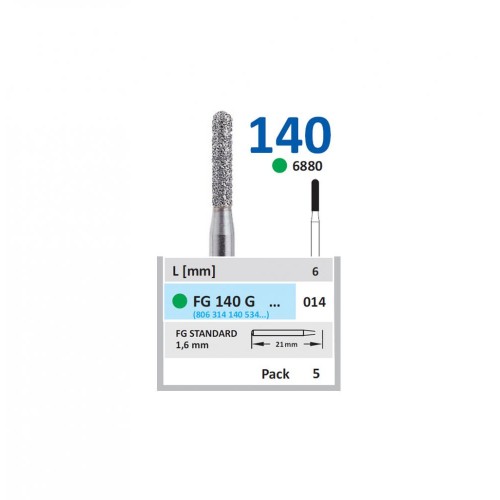 Bur Diamond FG (880) 140G014 Round End Cylinder (5 pcs)