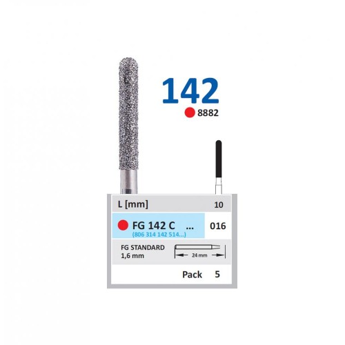 Bur Diamond FG (881) 142C016 Round End Cylinder (5 pcs)