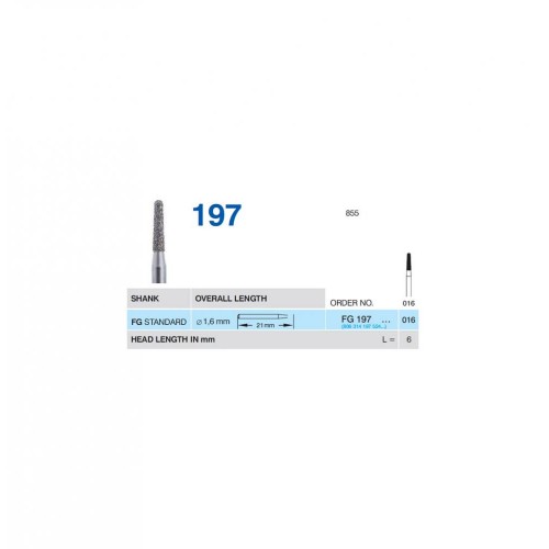 Bur Diamond FG (855) 197 016 Round End Taper (5 pcs)