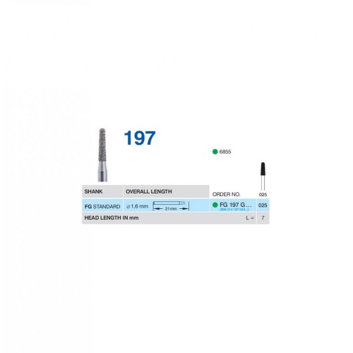 Bur Diamond FG (855) 197G025 Round End Taper (5 pcs)