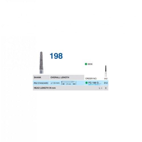 Bur Diamond FG (856) 198F012 Round End Taper (5 pcs)