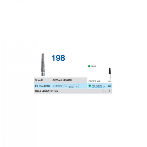 Bur Diamond FG (856) 198G025 Round End Taper (5 pcs)