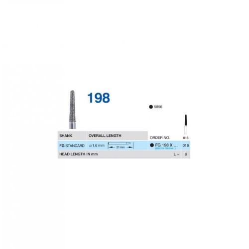 Bur Diamond FG (856) 198X016 Round End Taper (5 pcs)