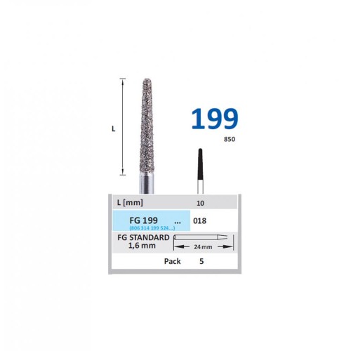 Bur Diamond FG (850) 199 018 Round End Taper (5 pcs)