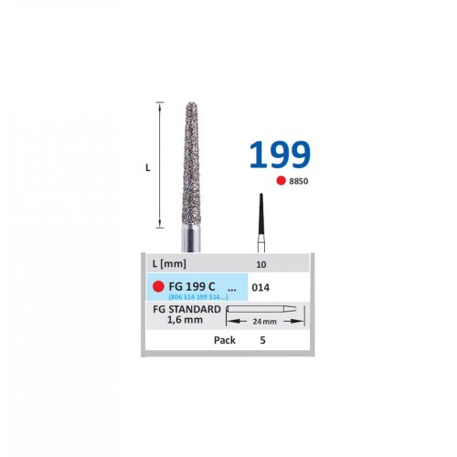 Bur Diamond FG (850) 199C014 Round End Taper (5 pcs)