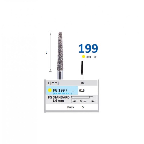 Bur Diamond FG (850) 199F016 Round End Taper (5 pcs)