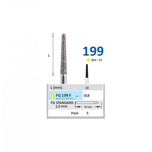 Bur Diamond FG (850) 199F018 Round End Taper (5 pcs)