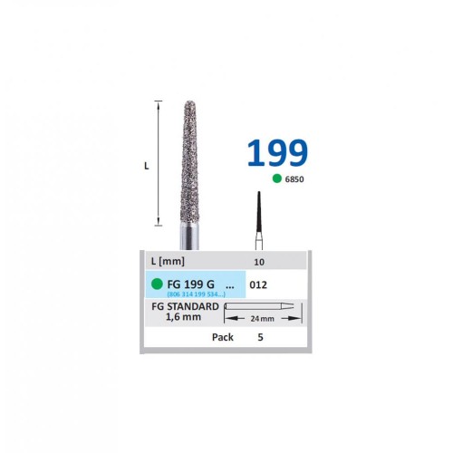 Bur Diamond FG (850) 199G012 Round End Taper (5 pcs)