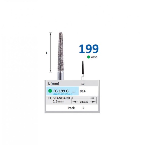 Bur Diamond FG (850) 199G014 Round End Taper (5 pcs)