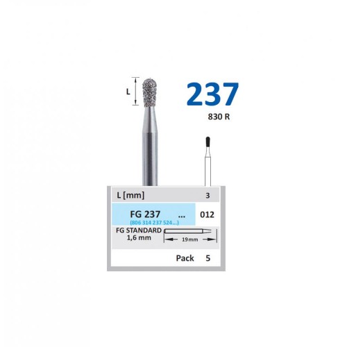 Bur Diamond FG (830R) 237 012 Pear (5 pcs)