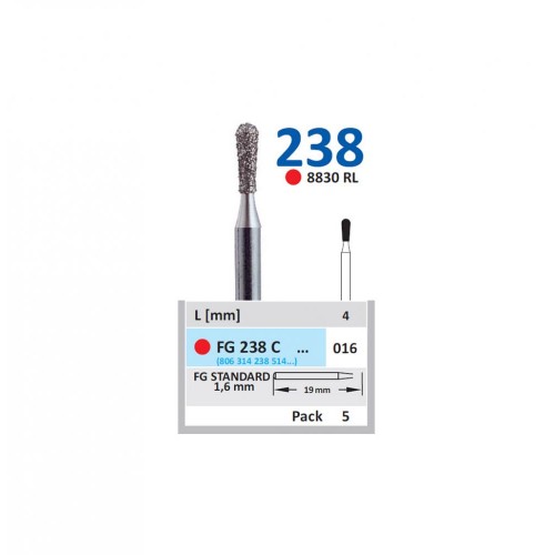 Bur Diamond FG (830RL) 238C016 Pear (5 pcs)