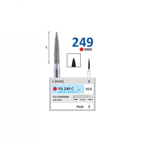 Bur Diamond FG (888) 249C010 Flame (5 pcs)