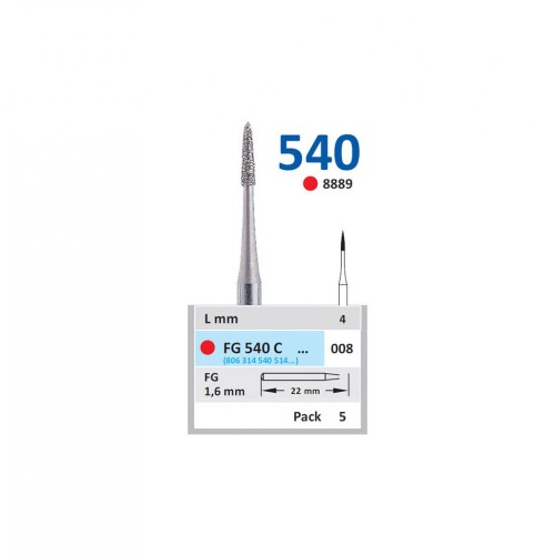 Bur Diamond FG (889) 540C008 Flame (5 pcs)