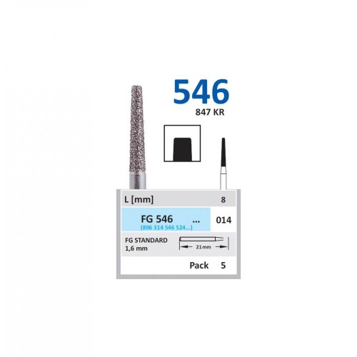 Bur Diamond FG (847) 546 014 Flat End taper (5 pcs)