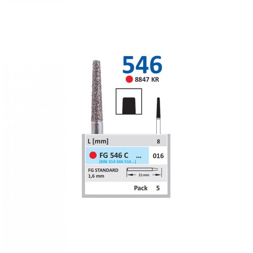 Bur Diamond FG (847) 546C016 Flat End taper (5 pcs)