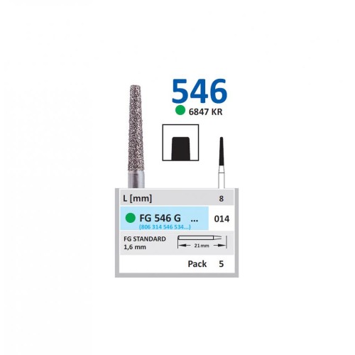 Bur Diamond FG (847) 546G014 Flat End taper (5 pcs)