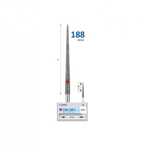 Bur Diamond FGXL188C012 Ex long Safe End Taper (5 pcs)